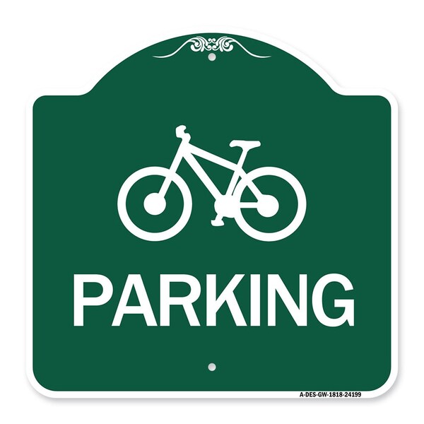 Signmission D4-3 Bicycle Parking Bicycle Parking, Green & White Aluminum Sign, 18" x 18", GW-1818-24199 A-DES-GW-1818-24199 - main